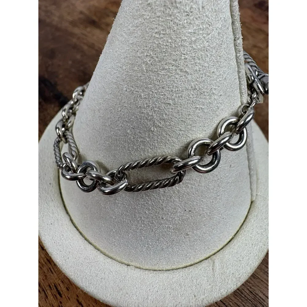 DAVID YURMAN Sterling Silver 18K Yellow Gold Heart Toggle Cable Bracelet Sz 6.5